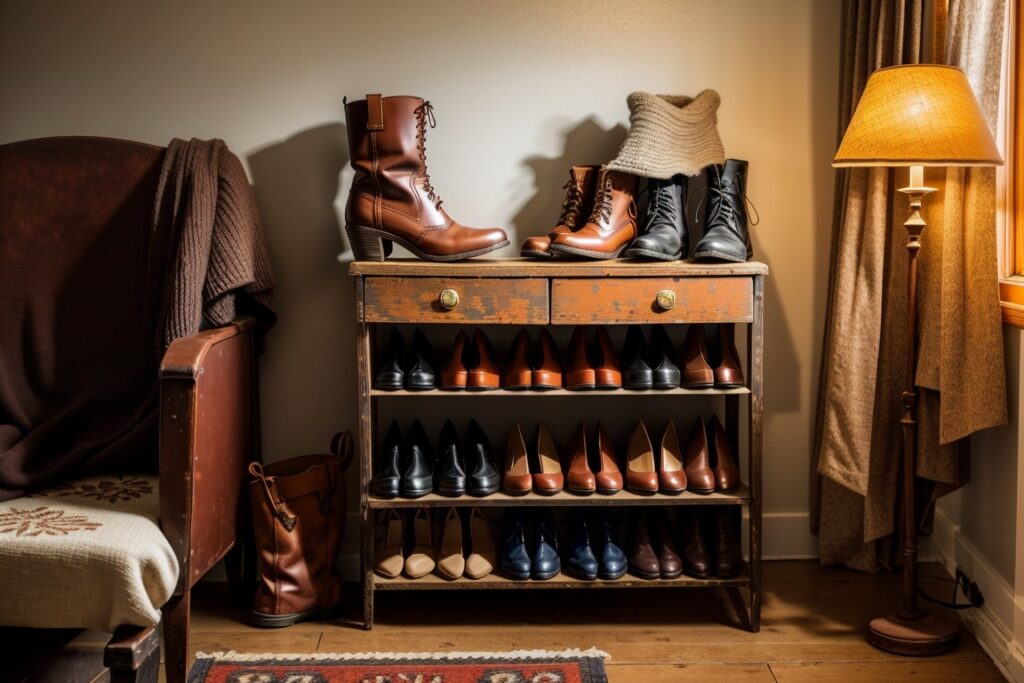 wooden shoe rack